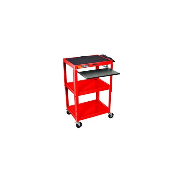 Luxor Global Industrial Adjustable Steel Workstation With Sliding Keyboard Shelf Red AVJ42KB-RD - main